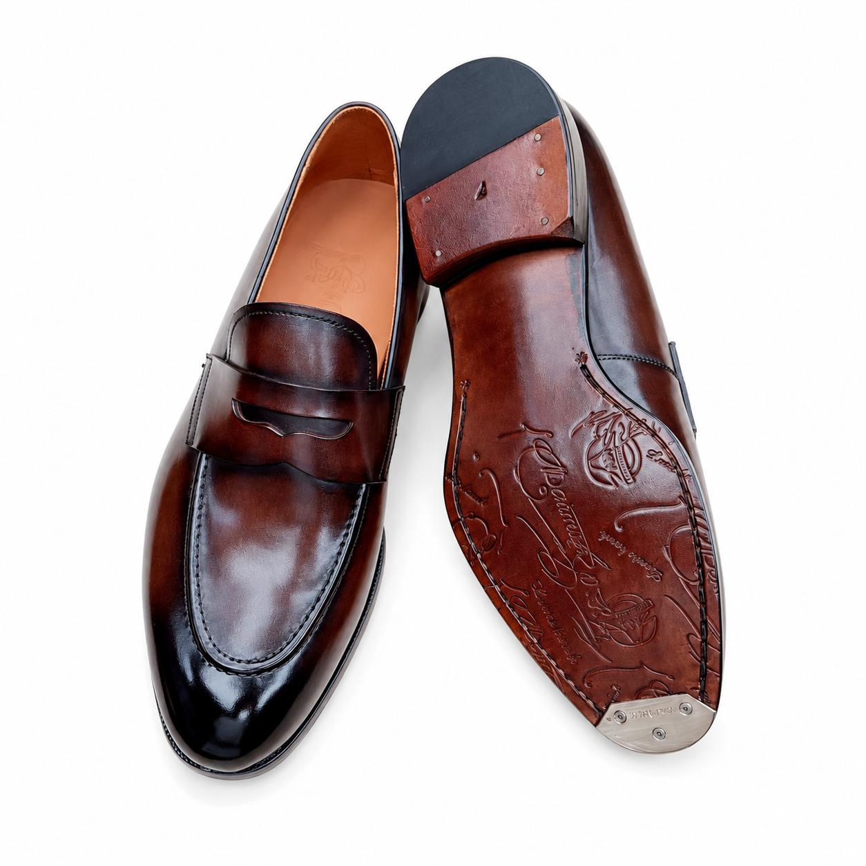 Handmade leather shoes leather sole old money loafers Inlaid shoe sole