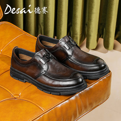 Desai Loafers Men's Bean Shoes Men's Leather Business Shoes Soft Soled Casual Leather Shoes England Slip-on Men's Shoes DS6007