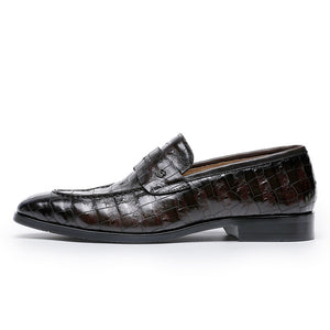 Desai spring and summer leather loafers low-top  business casual pattern men's shoes alligator design real cowhide leather DS9236-91/92