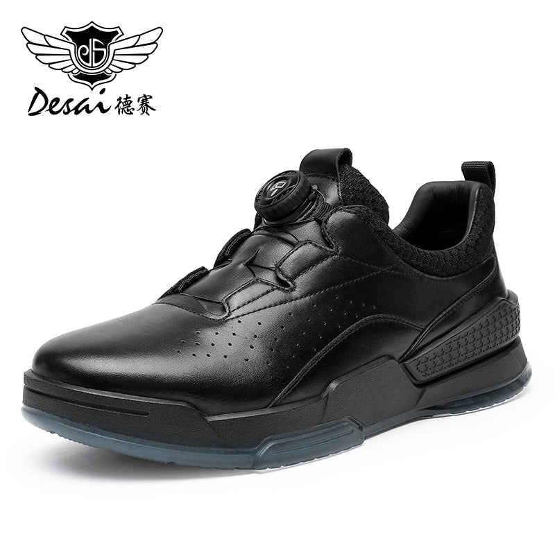 Desai Casual Board Shoes, Men's Thick Soles, Anti Slip And Wear-Resistant Sports Running Shoes, Men's Leather Breathable and Comfortable Small White Shoes DS33131