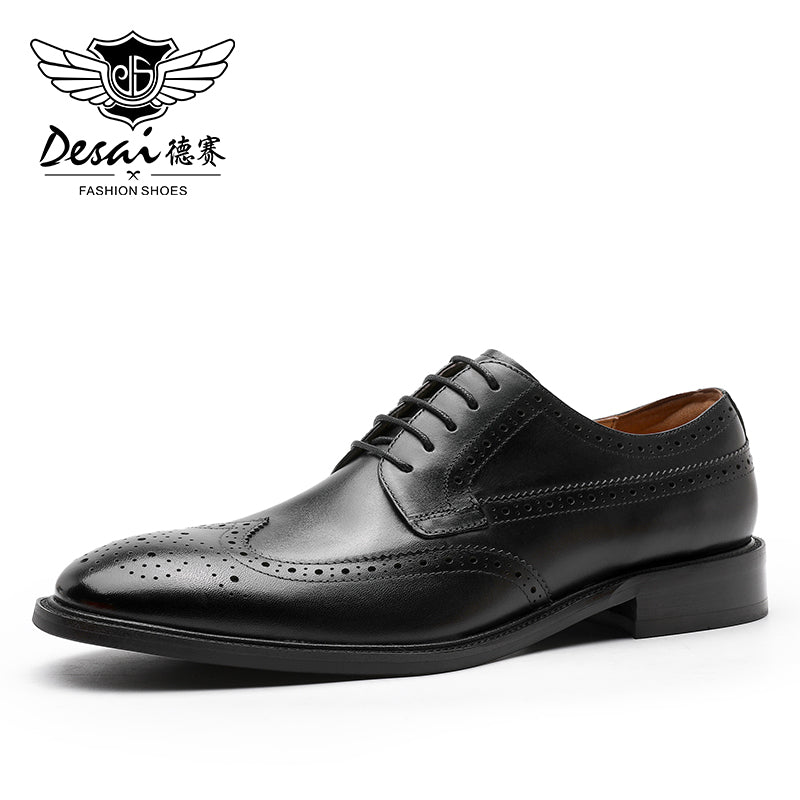 Desai Formal Dress Triple Joint Oxfords Office Genuine Leather Wedding Lace Up Spring for men DS139