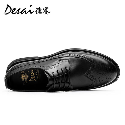 DESAI Men spring and summer leather loafers one step on shoes Casual dress shoes top cowhide leather shoes DS1009