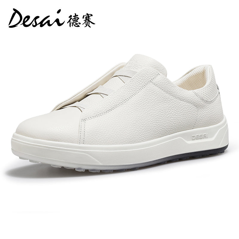 Desai Shoes Men's Summer Thick Sole Lightweight Soft Sole Sports Shoes Breathable Casual Board Shoes Men's Genuine Leather Small White Shoes DS3078