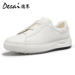 Desai Shoes Men's Summer Thick Sole Lightweight Soft Sole Sports Shoes Breathable Casual Board Shoes Men's Genuine Leather Small White Shoes DS3078