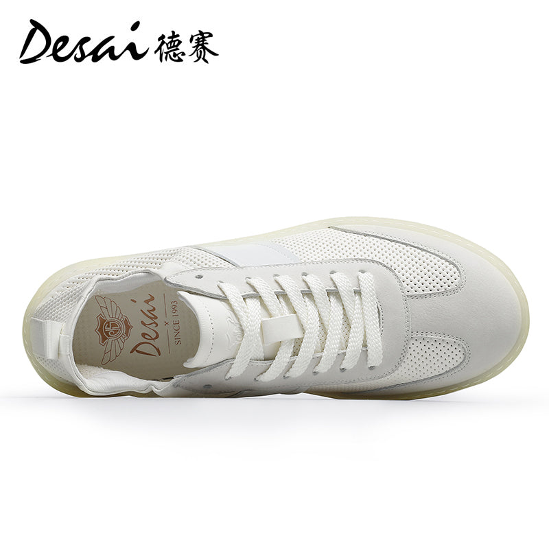 Desai Men's Shoes 2024 New Summer Breathable Perforated Desai Training Shoes Men's Board sneakers Genuine Leather Versatile Casual Shoes DS3077