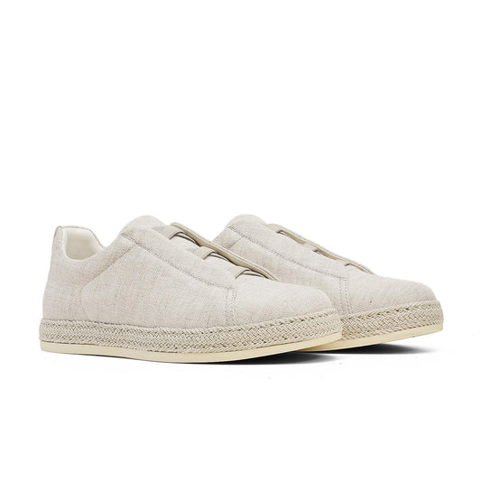 DESAI 100% Linen Casual Sneakers Breathable Sweat-Absorbent Soft Sole Slip-On with No-Tie Design DSCX6129