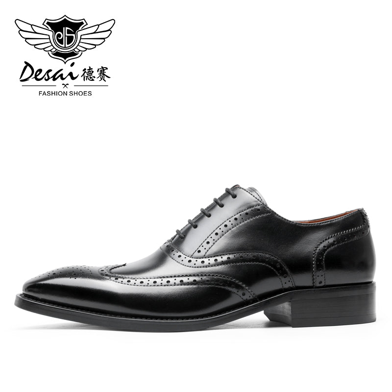 Desai New Arrivals Men Business Dress Shoes Genuine Leather Brock Retro Gentleman Shoes Formal Carved Brogue Shoes Men DS8988-51/52 & DS89883M-15-16