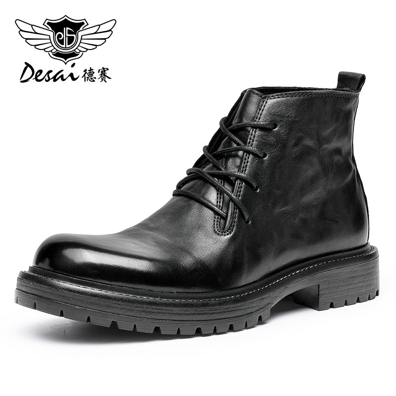 Desai Mid-gang Martin boots men's casual British formal men's boots Soft leather retro leather boots short boots leather work shoes DS6319H/HM