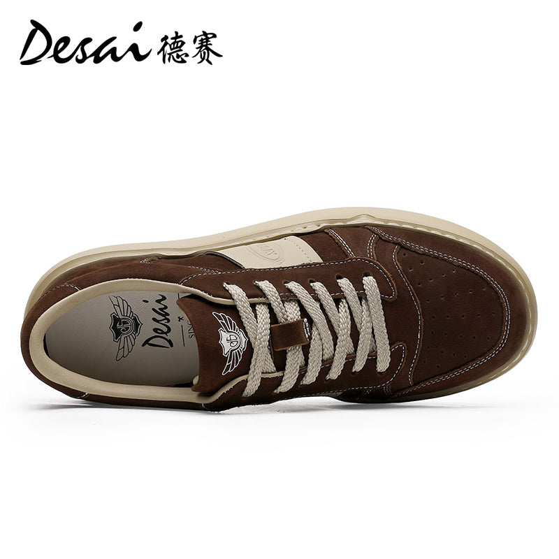 Desai Thick Sole Board Shoes for Men's Summer New Genuine Leather Lightweight Casual Shoes Retro Versatile Breathable Sports Men's sneakers DS3007