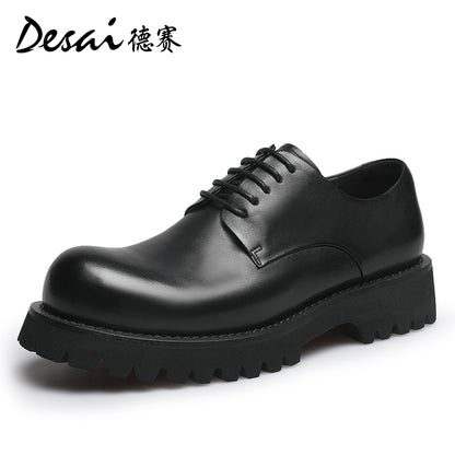 Desai men's casual leather shoes 2024 new summer leather breathable Derby shoes British business elevating leather shoes for men DS6025