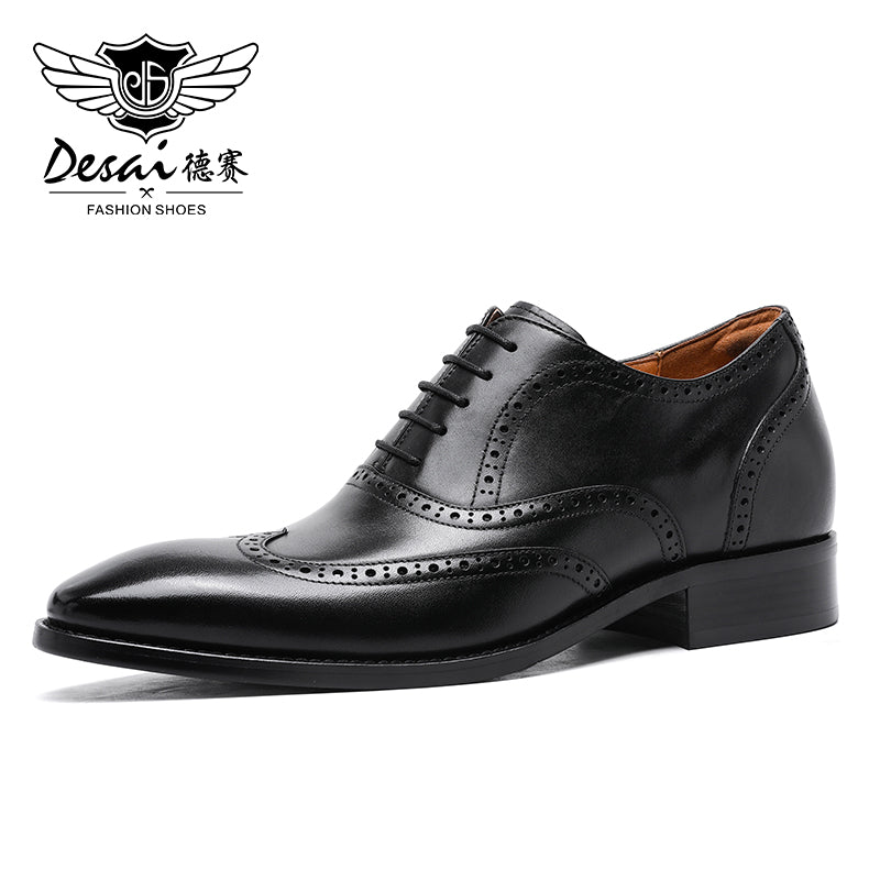 Desai New Arrivals Men Business Dress Shoes Genuine Leather Brock Retro Gentleman Shoes Formal Carved Brogue Shoes Men DS8988-51/52 & DS89883M-15-16