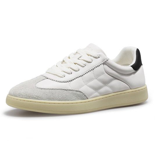 Desai Genuine Leather Lace Up Versatile Breathable Casual Board Shoes, Flat Bottomed Sports Shoes, Small White Shoes, Retro German Training sneakers DS33181