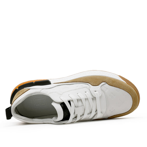 Desai Casual Leather Shoes Genuine Leather Thick Bottom Sneakers Laces Up Breathable DS3319