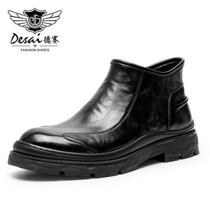 Desai leather ankle boots English boots Autumn/Winter soft leather high-end vintage men's Martin boots cowhide Chelsea boots for men DS6325H/HM