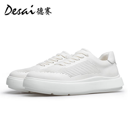 Desai Men's sneakers 2024 Summer Breathable Little White Shoes Men's Genuine Leather Lightweight Sports Shoes Thin Men's Casual Shoes DS3072