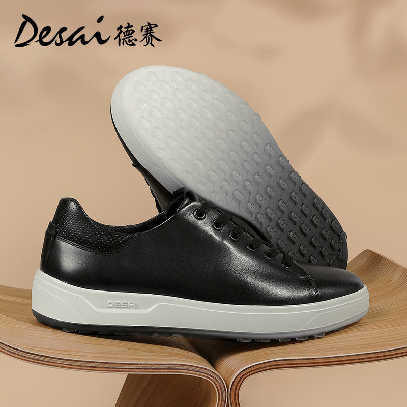 Desai Men's sneakers Summer Leather Breathable Shoes Men's Thick Sole Lightweight Casual Shoes Men's Soft Sole Versatile Men's Board Shoes DS3035