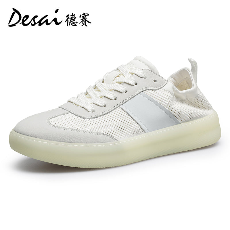 Desai Men's Shoes 2024 New Summer Breathable Perforated Desai Training Shoes Men's Board sneakers Genuine Leather Versatile Casual Shoes DS3077