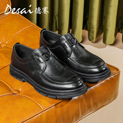 Desai Loafers Men's Bean Shoes Men's Leather Business Shoes Soft Soled Casual Leather Shoes England Slip-on Men's Shoes DS6007