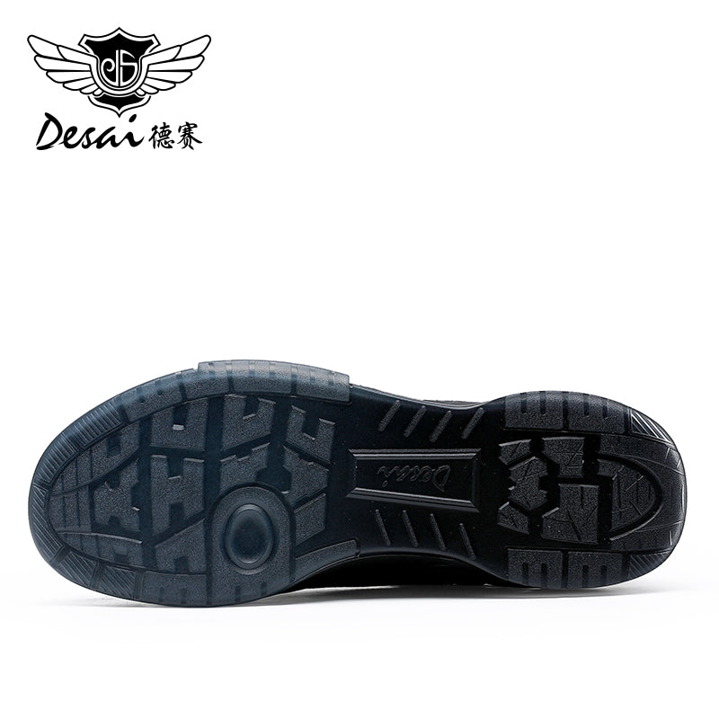 Desai Casual Board Shoes, Men's Thick Soles, Anti Slip And Wear-Resistant Sports Running Shoes, Men's Leather Breathable and Comfortable Small White Shoes DS33131