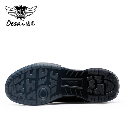 Desai Casual Board Shoes Men's Thick Soles Anti Slip Wear-Resistant Sports Running Shoes Men's Leather Breathable and Comfortable Small White Sneakers DS33131