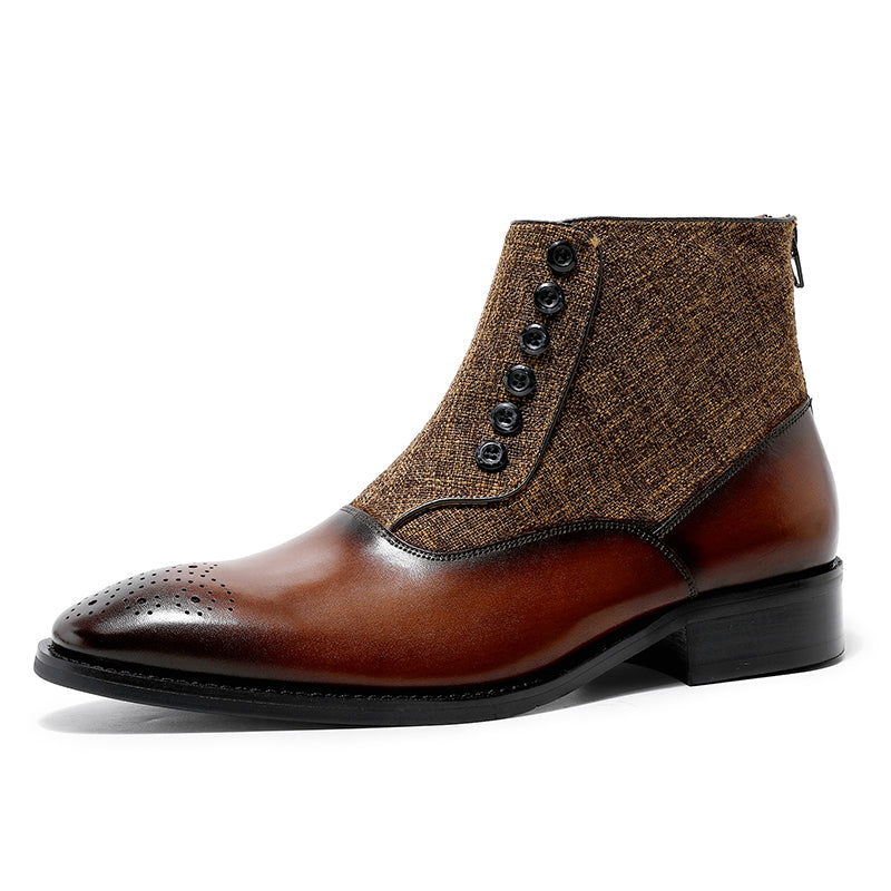 Desai Leather Shoes For Gentlemen Fashion Button Elastic Boots For Winter DS898808H