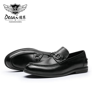 Desai Men Shoes Loafers spring and summer leather shoes one step on dress shoes DS1302