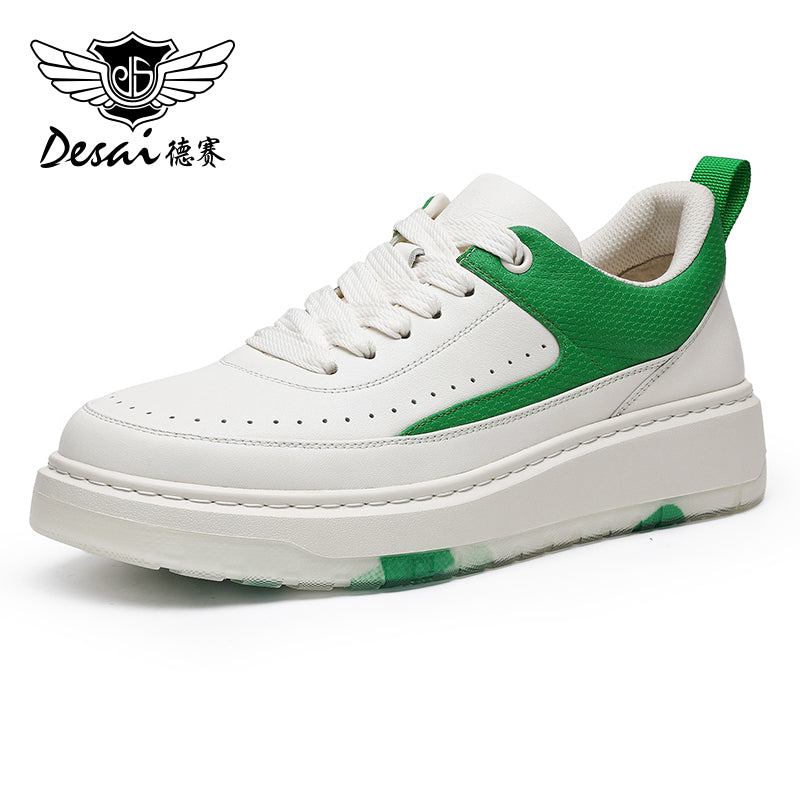 Desai Thick Sole Men's shoes , Small White Shoes , Round Toe Tie Up Color Blocking Casual Board sneakers, Increased Breathability, Versatile Sports Shoes DS3005