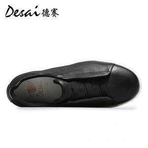 Desai Shoes Men's Summer Thick Sole Lightweight Soft Sole Sports Shoes Breathable Casual Board Shoes Men's Genuine Leather Small White Shoes DS3078