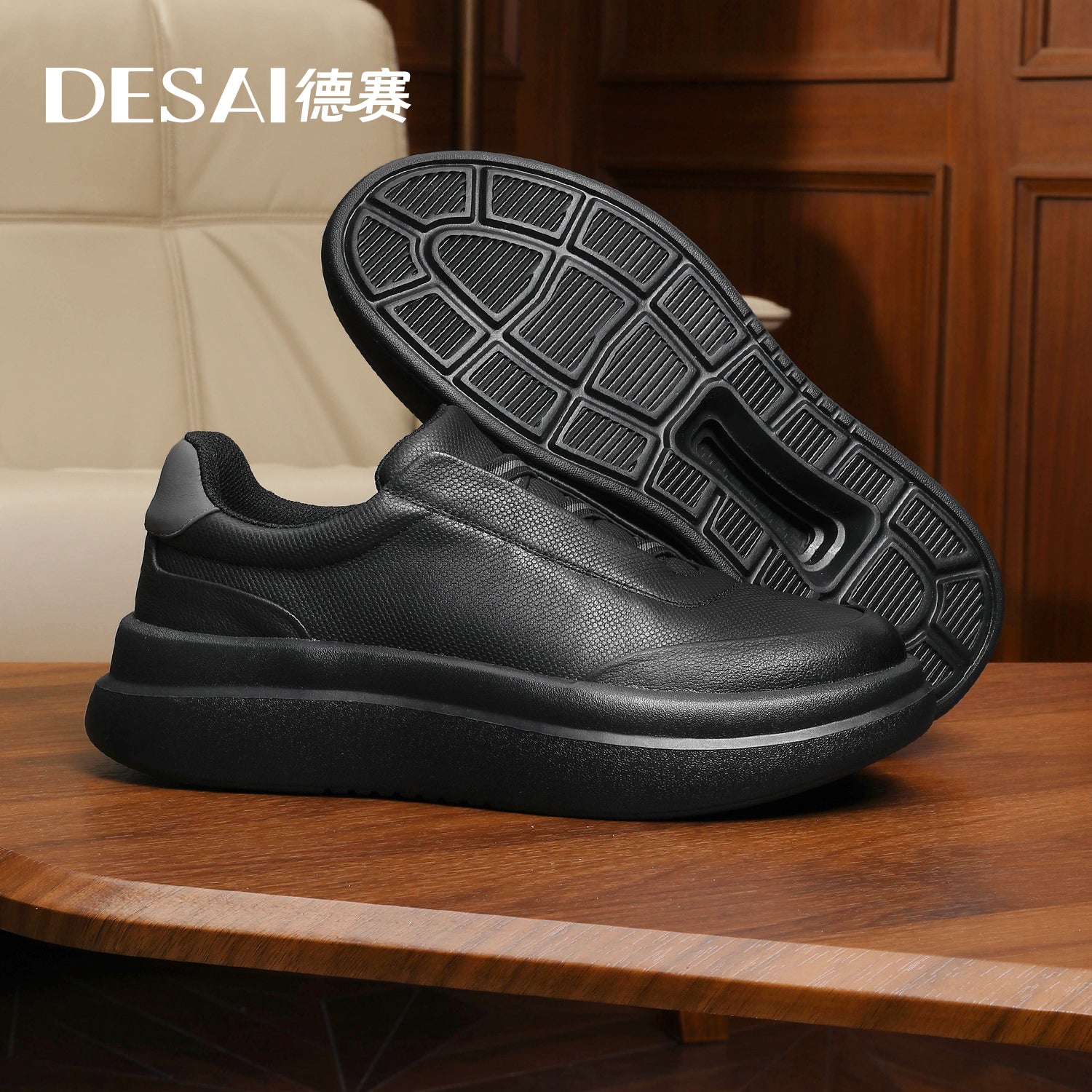 Desai shoes men's casual shoes autumn slip-on lightweight all-match breathable sneakers men's leather small white shoes DS30113