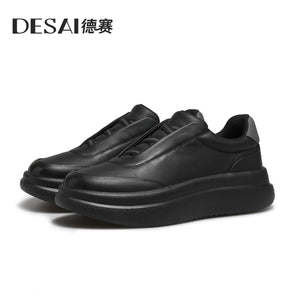 Desai shoes men's casual shoes autumn slip-on lightweight all-match breathable sneakers men's leather small white shoes DS30113