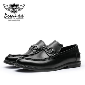 Desai Men Shoes Loafers spring and summer leather shoes one step on dress shoes DS1302