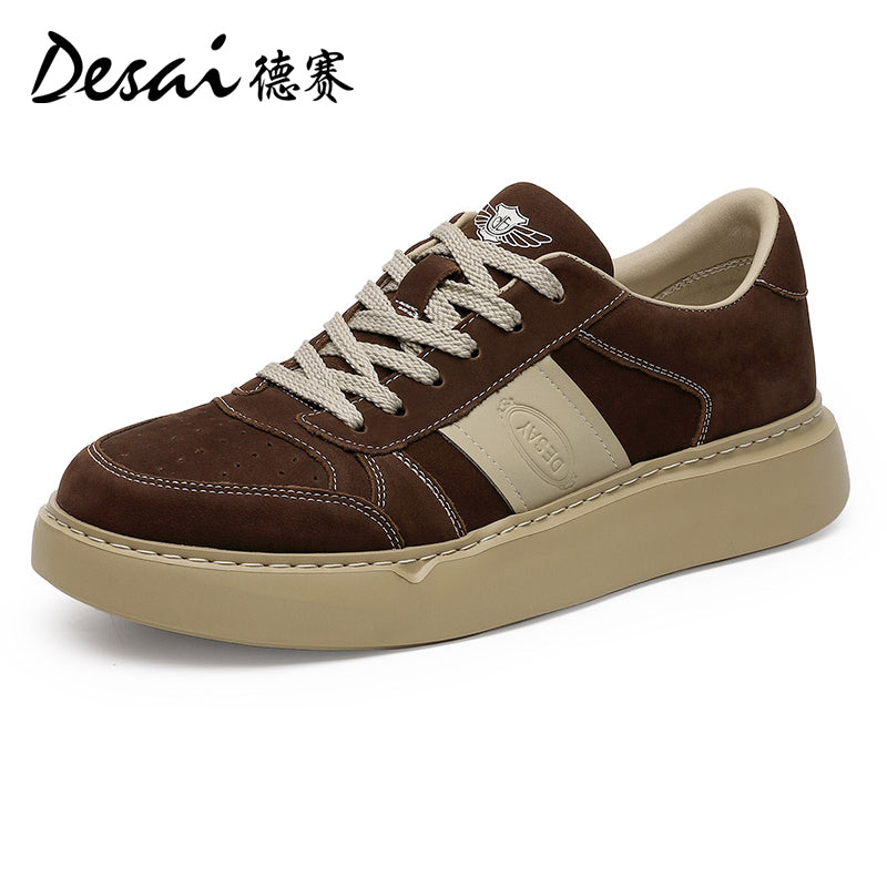 Desai Thick Sole Board Shoes for Men's Summer New Genuine Leather Lightweight Casual Shoes Retro Versatile Breathable Sports Men's Shoes DS3007