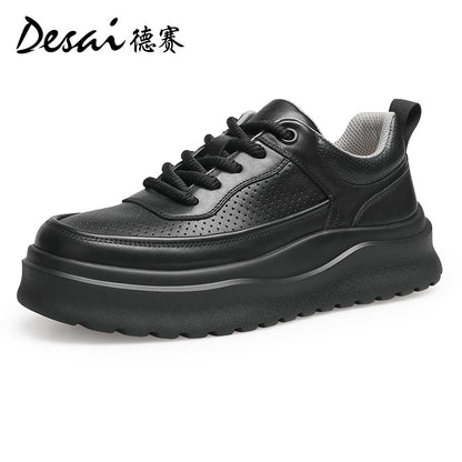 Desai men's sneakers autumn breathable perforated men's shoes thick soles increase casual shoes men's light all match board shoes DS3067