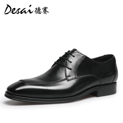 Desai leather shoes men's business formal Derby shoes summer new thick soles increase shoes leather breathable casual leather shoes DS6023