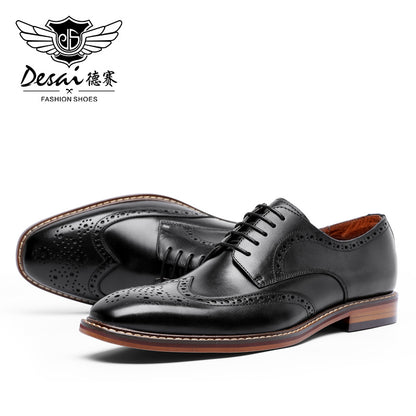 Desai Men Derby handmade leather shoes Casual dress shoes top cowhide leather shoes DS6737