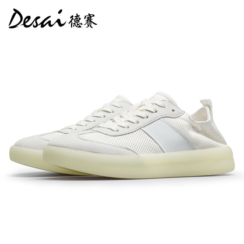 Desai Men's Shoes 2024 New Summer Breathable Perforated Desai Training Shoes Men's Board sneakers Genuine Leather Versatile Casual Shoes DS3077