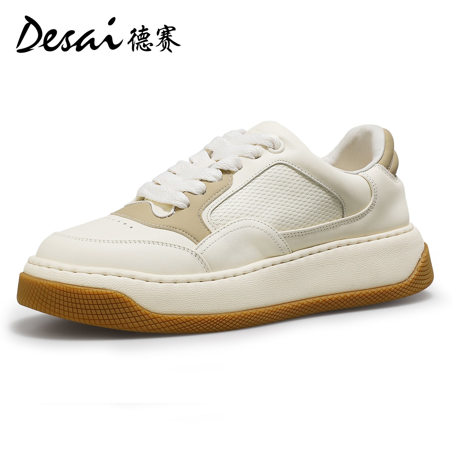 DESAI Full Grain Leather Men Shoes Soft Thick Bottom Casual Sneaker For Men Business Work Breathable Sneakers New Arrival DS3399