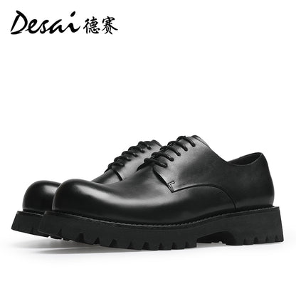 Desai men's casual leather shoes 2024 new summer leather breathable Derby shoes British business elevating leather shoes for men DS6025