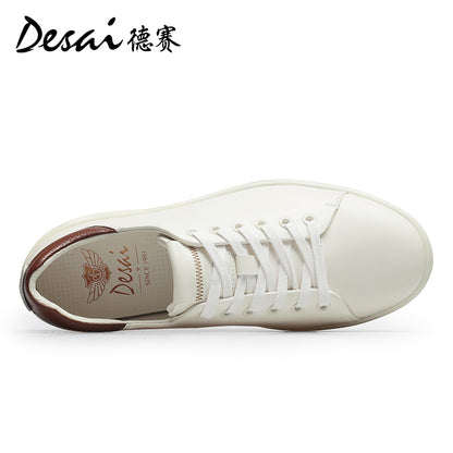 Desai Men's sneakers Summer Leather Breathable Shoes Men's Thick Sole Lightweight Casual Shoes Men's Soft Sole Versatile Men's Board Shoes DS3035