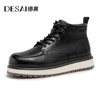 Desai Men's retro British style high top casual men's shoes warm thick sole cargo men's boots DS30172H