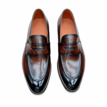 Handmade leather shoes leather sole old money loafers Inlaid shoe sole