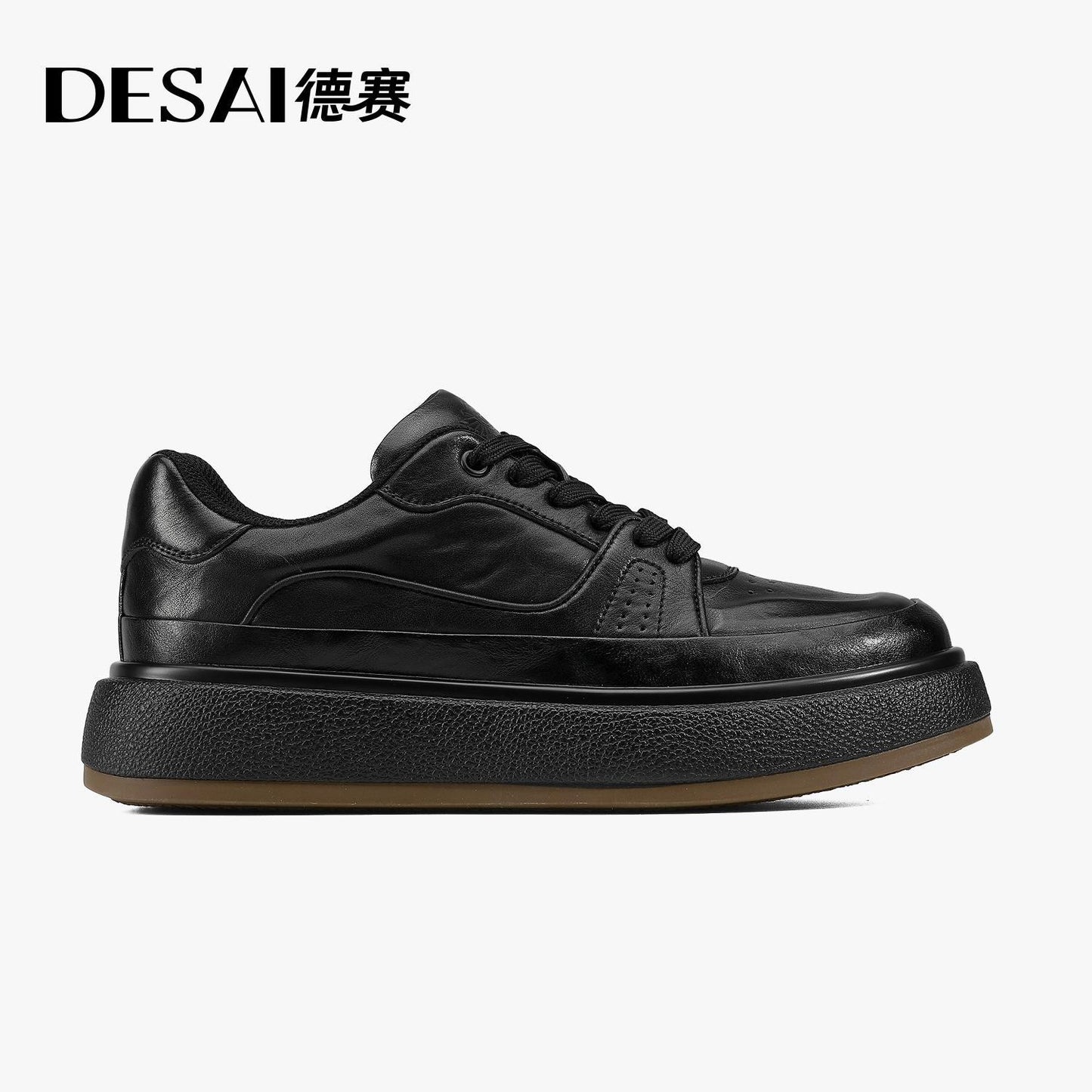 Desai All White Genuine Leather Casual Sneakers Elevated Design Versatile Style Everyday Comfort DS3596