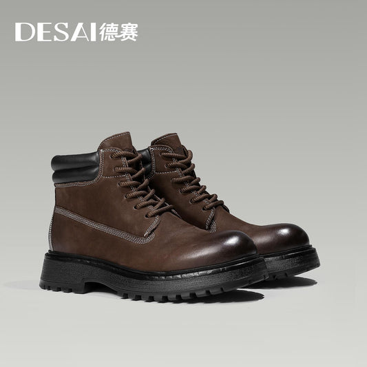 Desai boots men's   and   British outdoor motorcycle boots platform elevating work boots soft leather high top leather boots DS6320H