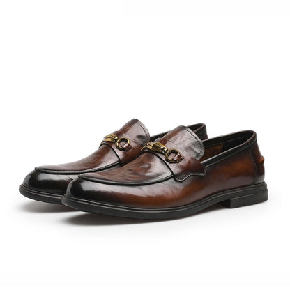 DESAI genuine leather comfortable versatile stylish vintage loafer shoes for men DS1501