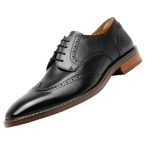 Desai Men's Business Carved British Bullock Leather Shoes Formal Wear Pointed Toe Handmade Leather Oxford Shoes OS6603