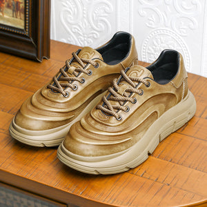 DS06037 DESAI Casual Leather Shoes Genuine Leather Thick Bottom Sneakers Laces Up  Breathable 2023