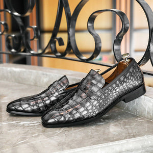 DS9236 spring and summer loafers low-top top layer leather business casual crocodile pattern men's shoes