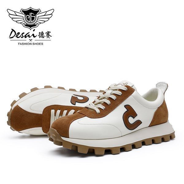 DS3973  DESAI  Genuine Leather shoes Breathable Sneakers Full season use