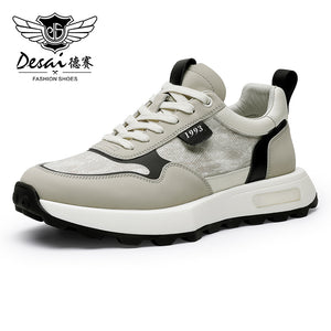 Desai Casual leather Shoes Thick Bottom Sneakers Laces Up for School Summer Breathable High Quality DS2337