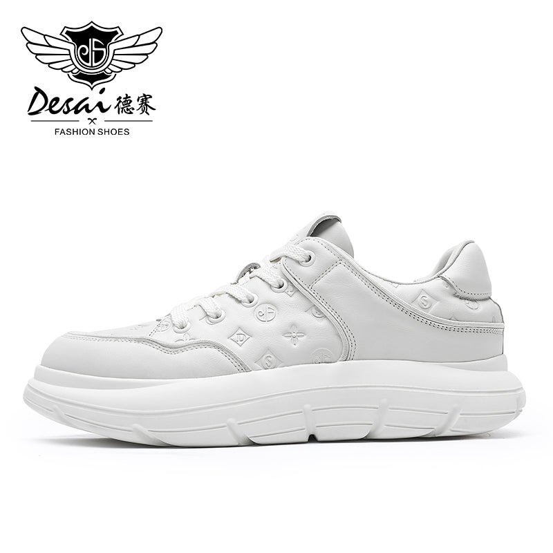 DS02856  DESAI Casual Leather Shoes Genuine Leather Thick Bottom Sneakers Laces Up autumn winter Breathable